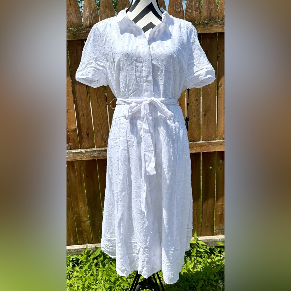 Tommy Hilfiger White eyelet Short Sleeve cotton Sundress button down